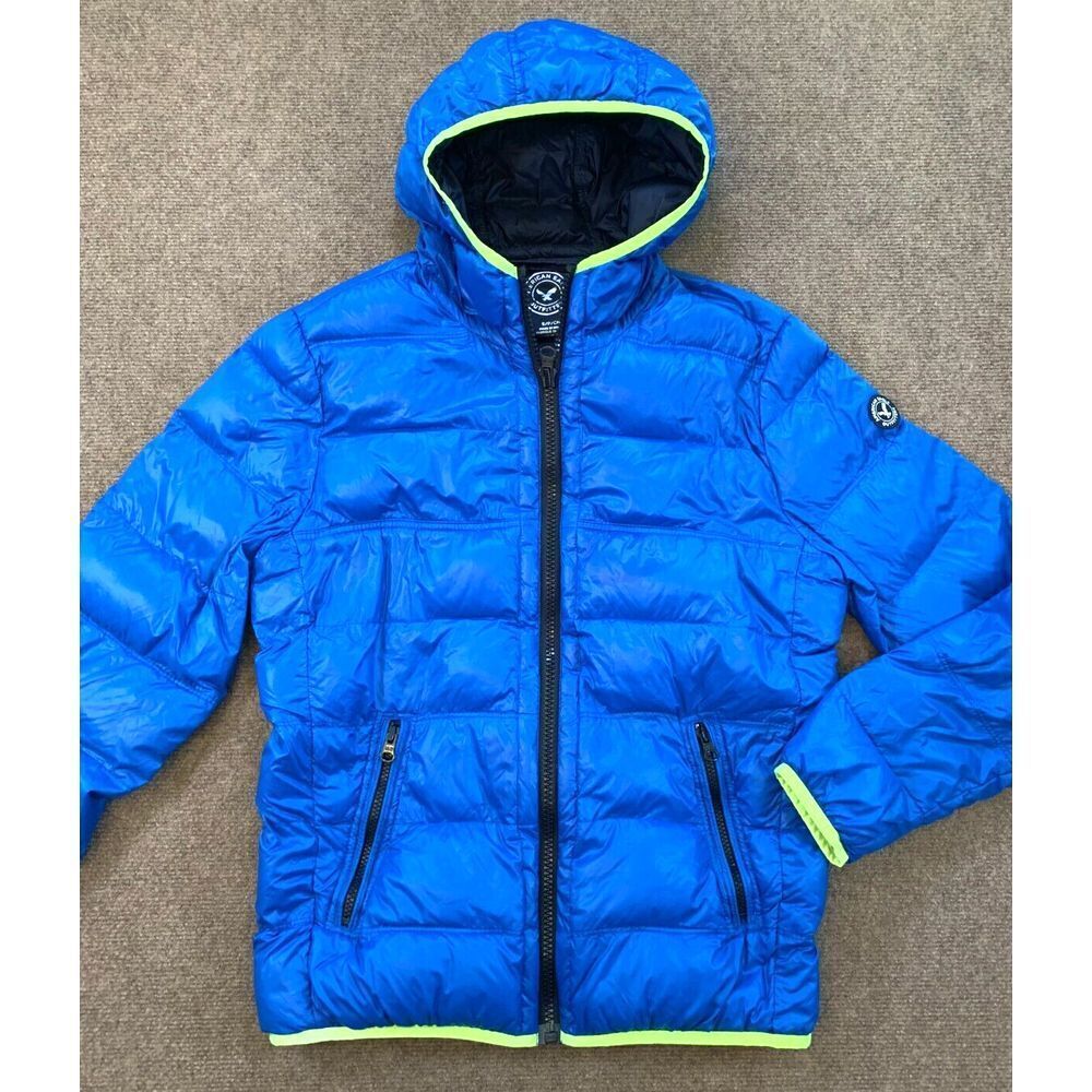 American Eagle Down Puffer Jacket Womens S Hooded Nylon Lightweight Packable